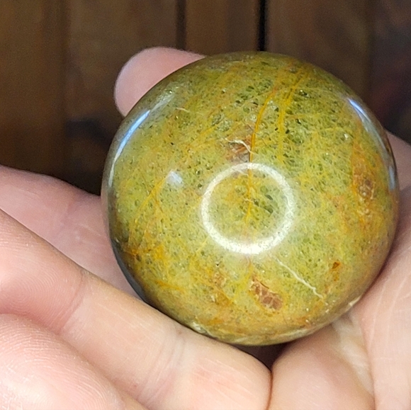 Green and Orange Stone Sphere - Picture 4 of 11